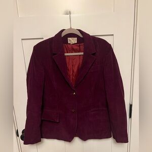 Vintage Maroon Corduroy Blazer Size 10 Two Button Pocket Butterfly Prestige